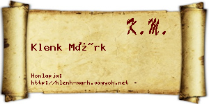 Klenk Márk névjegykártya