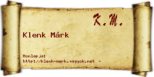 Klenk Márk névjegykártya