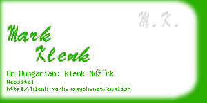 mark klenk business card